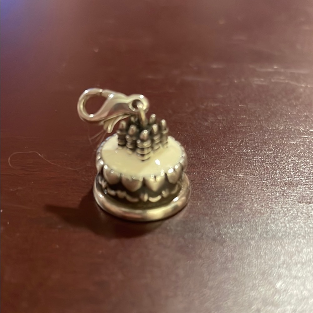 Silver Brighton Birthday Cake Charm Pendant